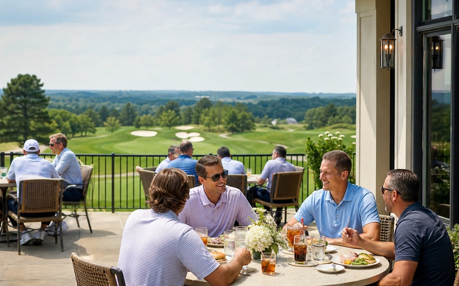 Golfers ordering food and drinks from a Digame halfway house