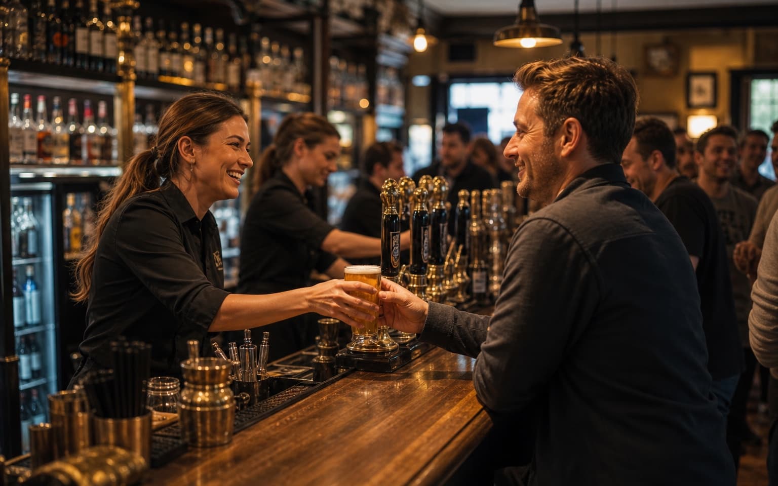 Customers using Digame in a busy bar
