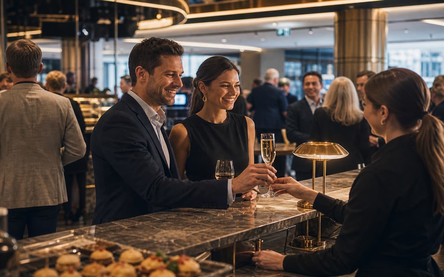Theatre and arena guests ordering interval drinks with Digame
